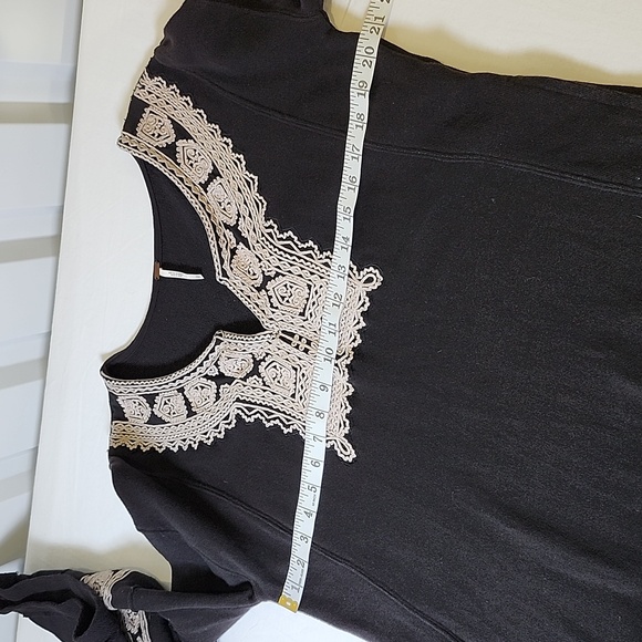 Anthropologie Free People Black Santa Maria Blouse with Cream Embroidery Small - Picture 6 of 7